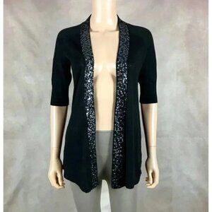 EXPRESS Short Sleeve Black Cardigan Sequin Trim NEW Size SMALL